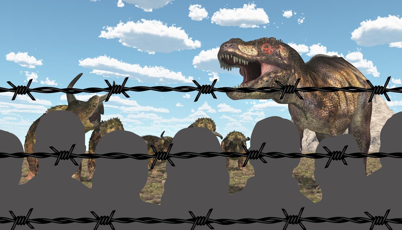 SMA immigration Tyrannosaurus Rex and Nasutoceratops